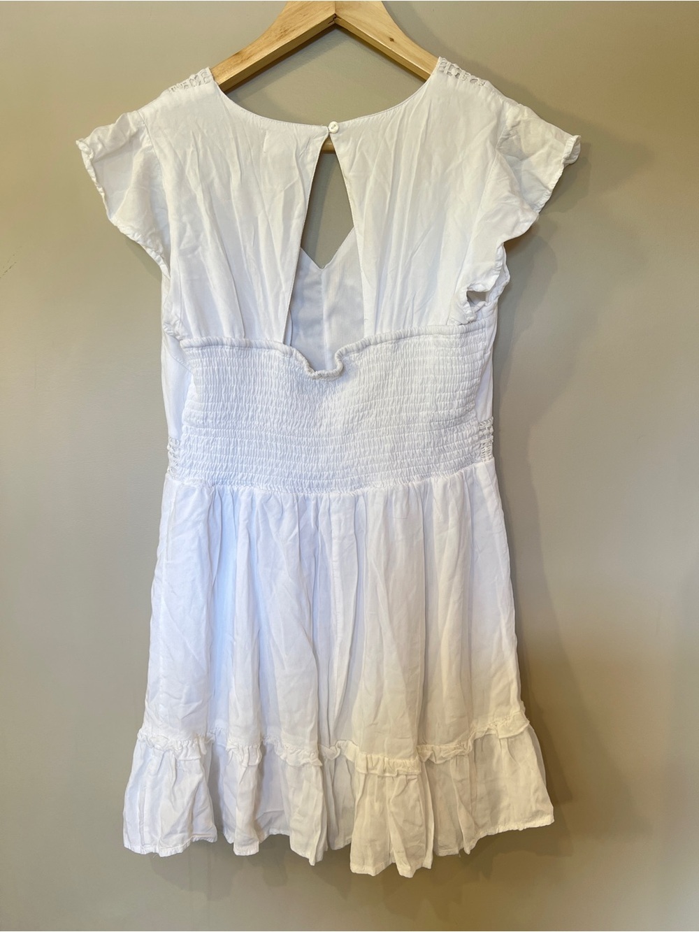 Joie White Lace Trim Mini Dress Boho Cottagecore Size Large - Picture 5 of 7